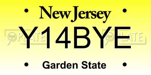 Y14BYE New Jersey License Plate