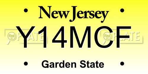 Y14MCF New Jersey License Plate