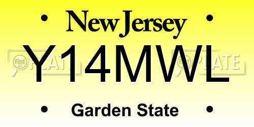 Y14MWL New Jersey License Plate