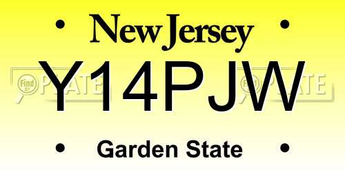 Y14PJW New Jersey License Plate