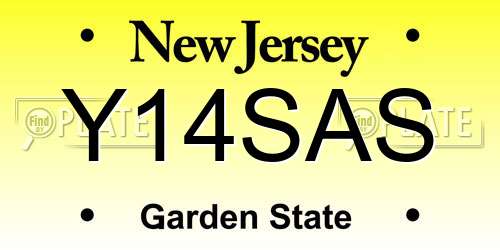 Y14SAS New Jersey License Plate