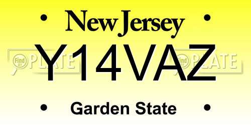 Y14VAZ New Jersey License Plate