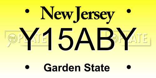 Y15ABY New Jersey License Plate