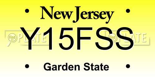 Y15FSS New Jersey License Plate