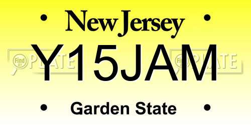 Y15JAM New Jersey License Plate