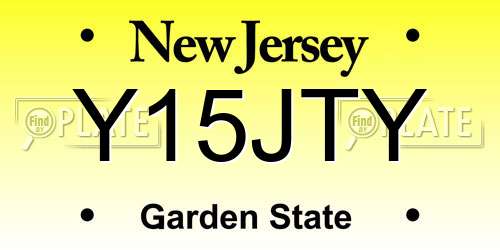 Y15JTY New Jersey License Plate