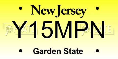 Y15MPN New Jersey License Plate