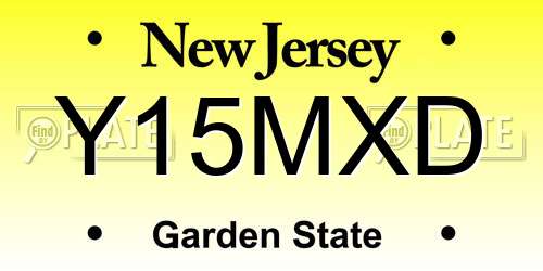 Y15MXD New Jersey License Plate