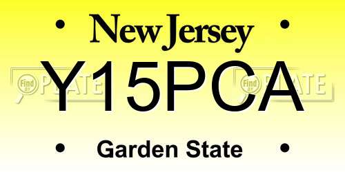 Y15PCA New Jersey License Plate