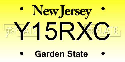 Y15RXC New Jersey License Plate