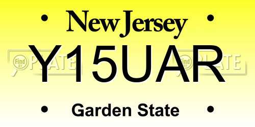 Y15UAR New Jersey License Plate