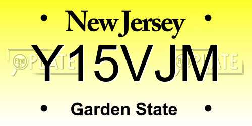 Y15VJM New Jersey License Plate
