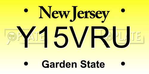 Y15VRU New Jersey License Plate