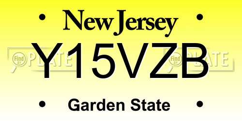 Y15VZB New Jersey License Plate
