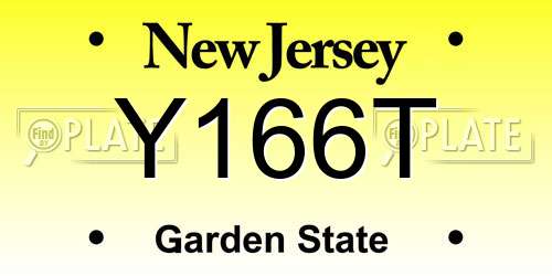 Y166T New Jersey License Plate
