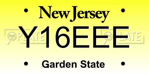 Y16EEE New Jersey License Plate