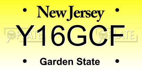 Y16GCF New Jersey License Plate