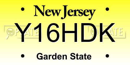Y16HDK New Jersey License Plate