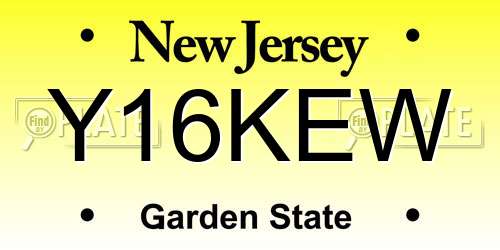 Y16KEW New Jersey License Plate