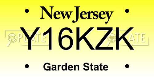 Y16KZK New Jersey License Plate
