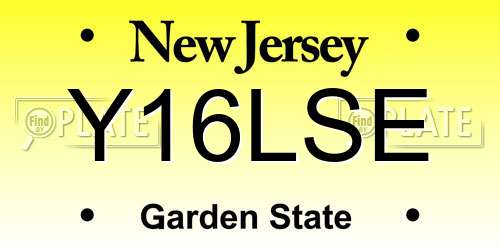 Y16LSE New Jersey License Plate