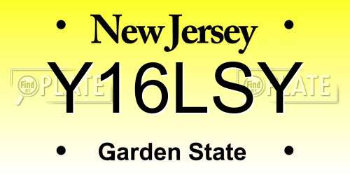 Y16LSY New Jersey License Plate