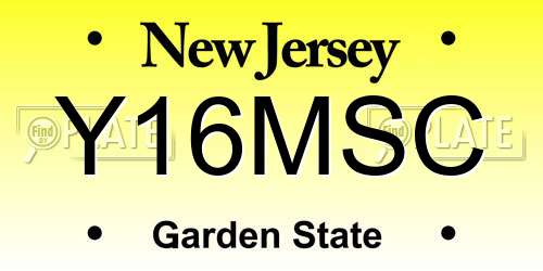 Y16MSC New Jersey License Plate