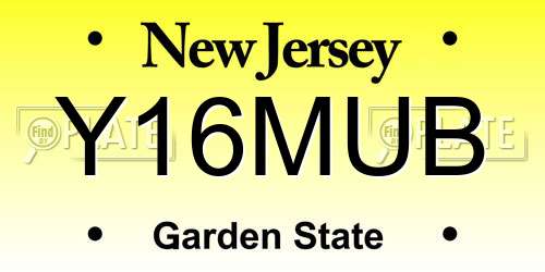 Y16MUB New Jersey License Plate