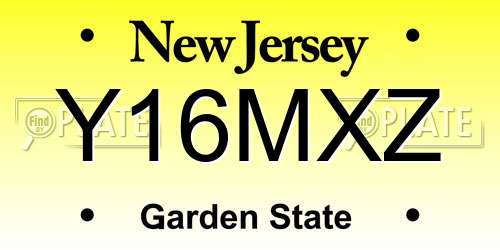 Y16MXZ New Jersey License Plate