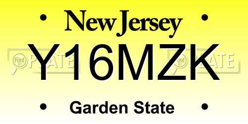 Y16MZK New Jersey License Plate