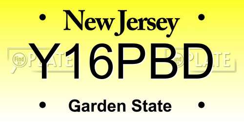 Y16PBD New Jersey License Plate