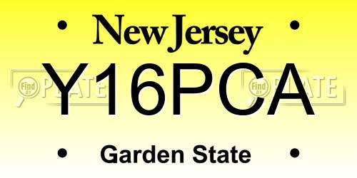 Y16PCA New Jersey License Plate