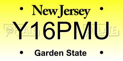 Y16PMU New Jersey License Plate