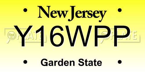 Y16WPP New Jersey License Plate