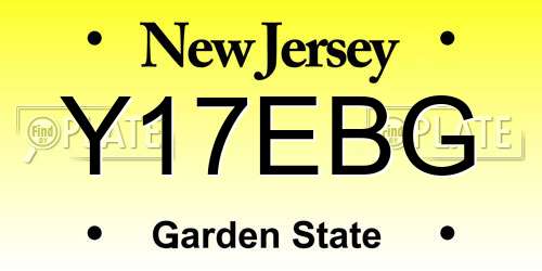 Y17EBG New Jersey License Plate