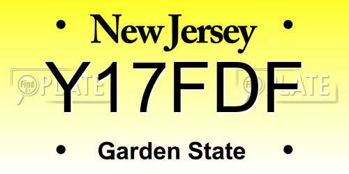 Y17FDF New Jersey License Plate