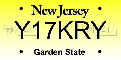 Y17KRY New Jersey License Plate
