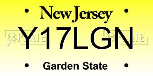 Y17LGN New Jersey License Plate