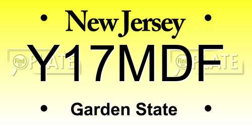 Y17MDF New Jersey License Plate