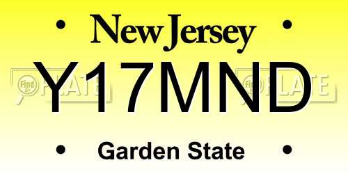 Y17MND New Jersey License Plate