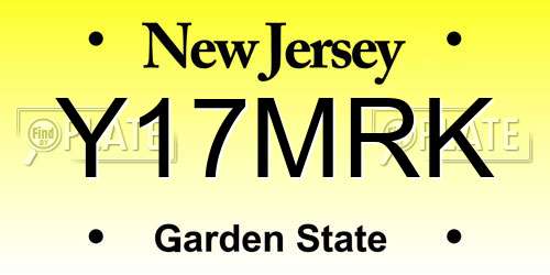 Y17MRK New Jersey License Plate
