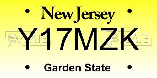Y17MZK New Jersey License Plate
