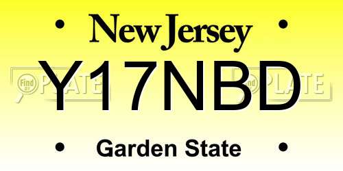 Y17NBD New Jersey License Plate