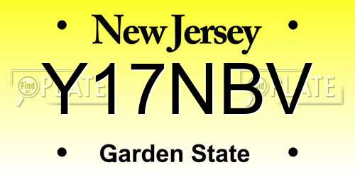 Y17NBV New Jersey License Plate
