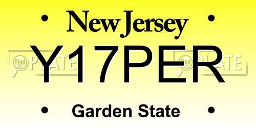 Y17PER New Jersey License Plate