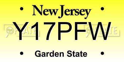 Y17PFW New Jersey License Plate