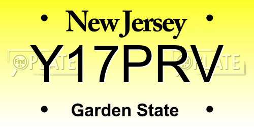 Y17PRV New Jersey License Plate
