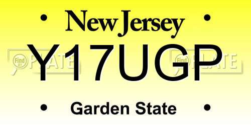 Y17UGP New Jersey License Plate