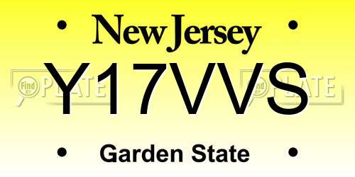 Y17VVS New Jersey License Plate