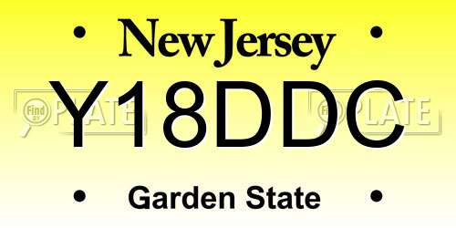 Y18DDC New Jersey License Plate